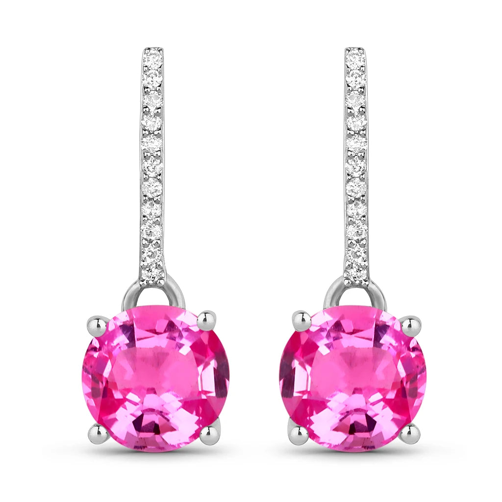 Round Cut Diamond Accent Drop Earrings