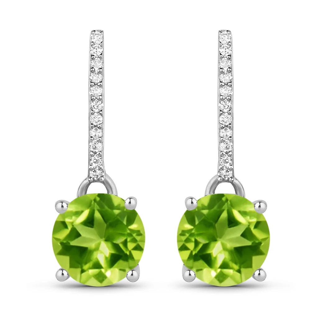 Round Cut Diamond Accent Drop Earrings