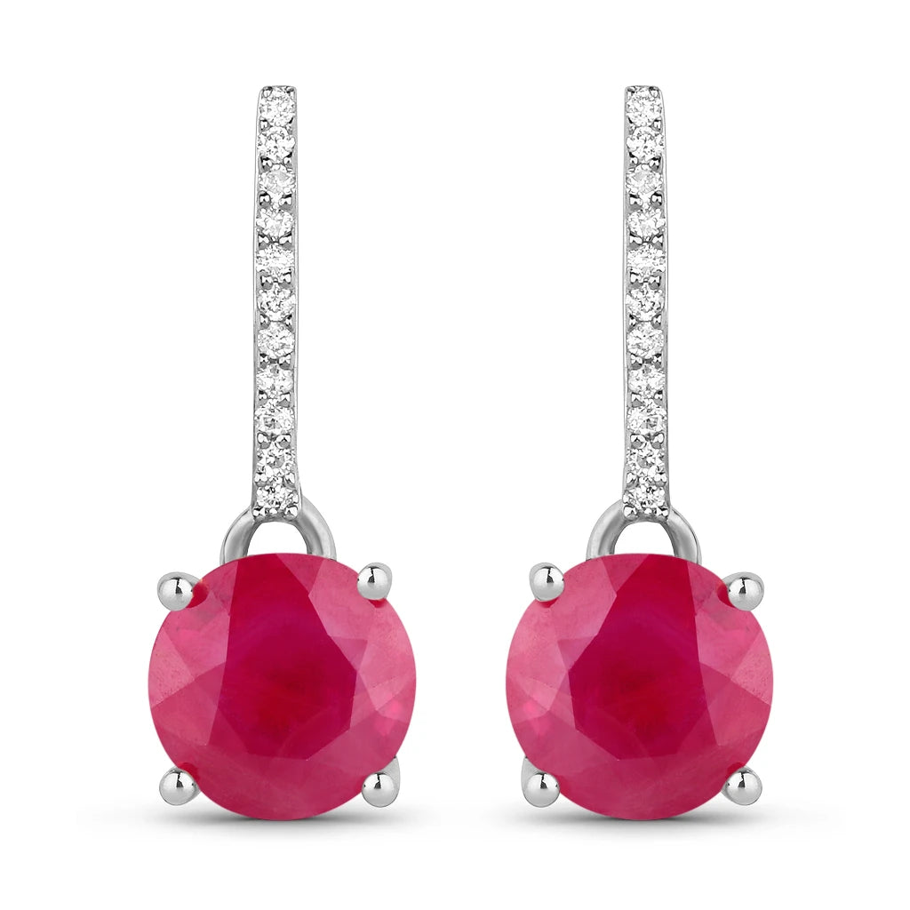 Round Cut Diamond Accent Drop Earrings