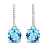 Round Cut Diamond Accent Drop Earrings