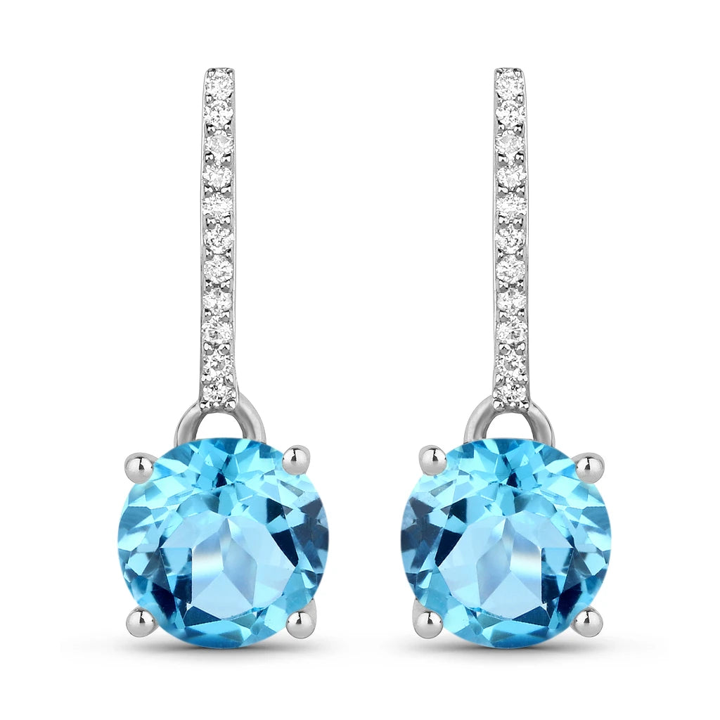 Round Cut Diamond Accent Drop Earrings