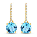 Round Cut Diamond Accent Drop Earrings