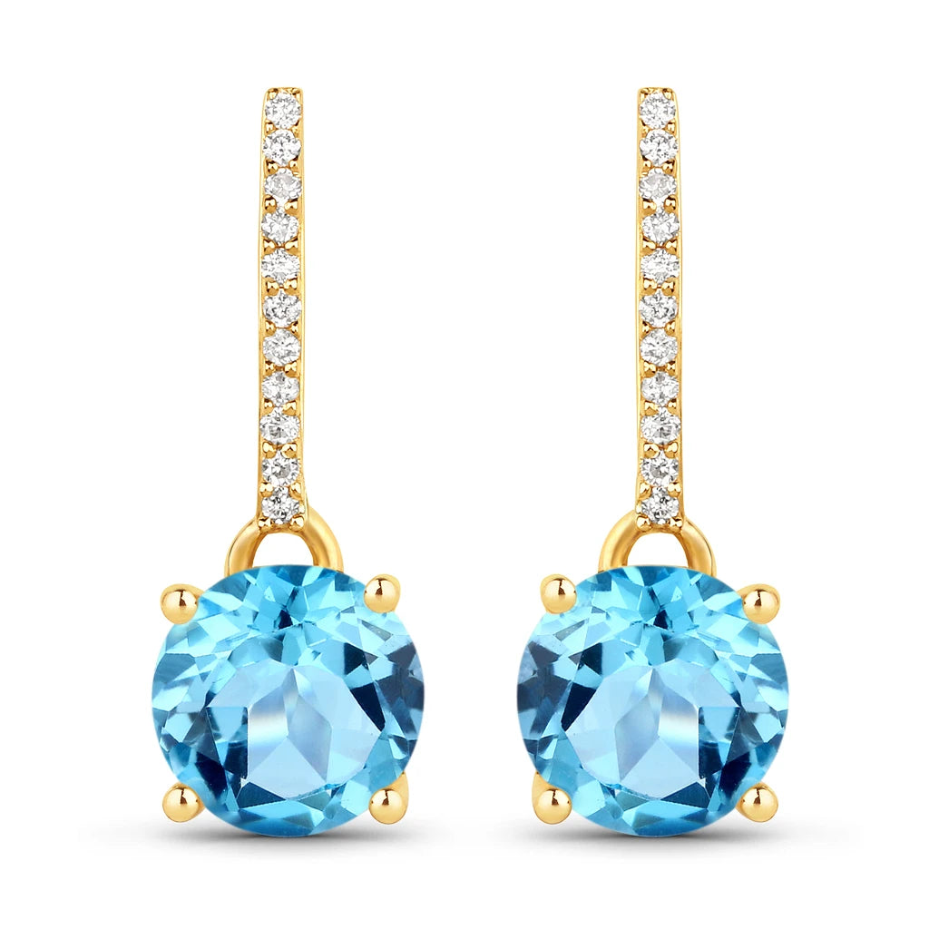 Round Cut Diamond Accent Drop Earrings