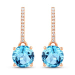 Round Cut Diamond Accent Drop Earrings