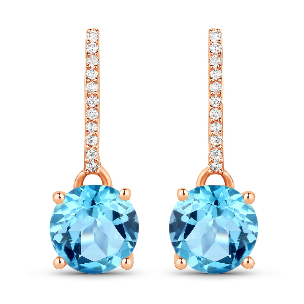 Round Cut Diamond Accent Drop Earrings
