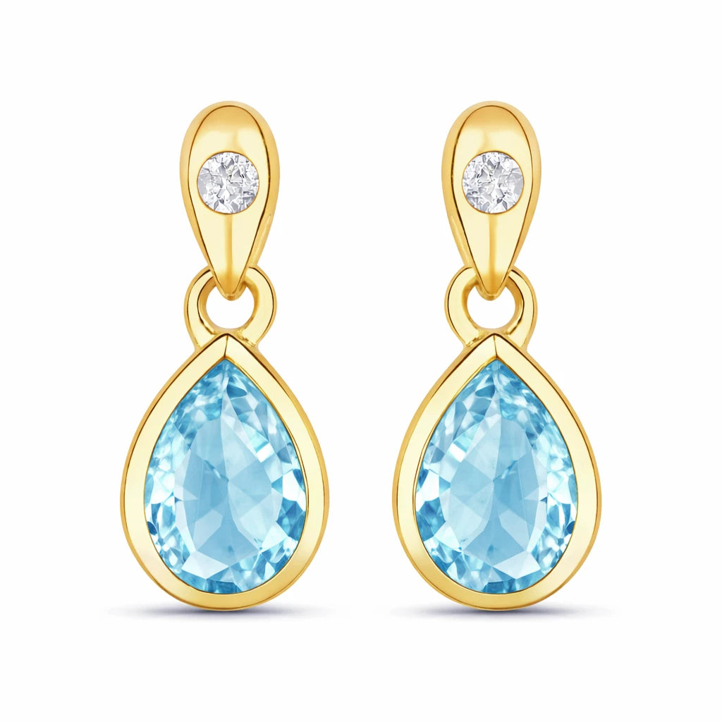 Pear Cut Diamond Accent Drop Earrings
