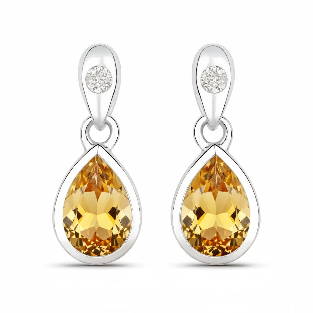 Pear Cut Diamond Accent Drop Earrings