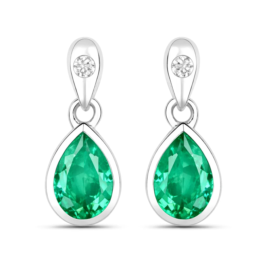 Pear Cut Diamond Accent Drop Earrings