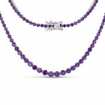 Round Cut Prong Set Graduated Tennis Necklace
