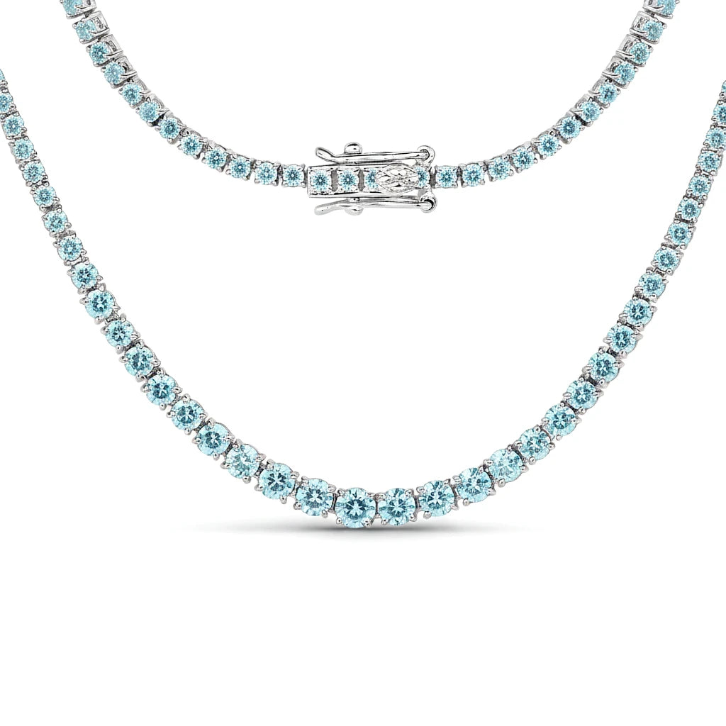 Round Cut Prong Set Graduated Tennis Necklace