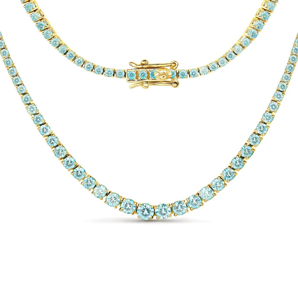 Round Cut Prong Set Graduated Tennis Necklace