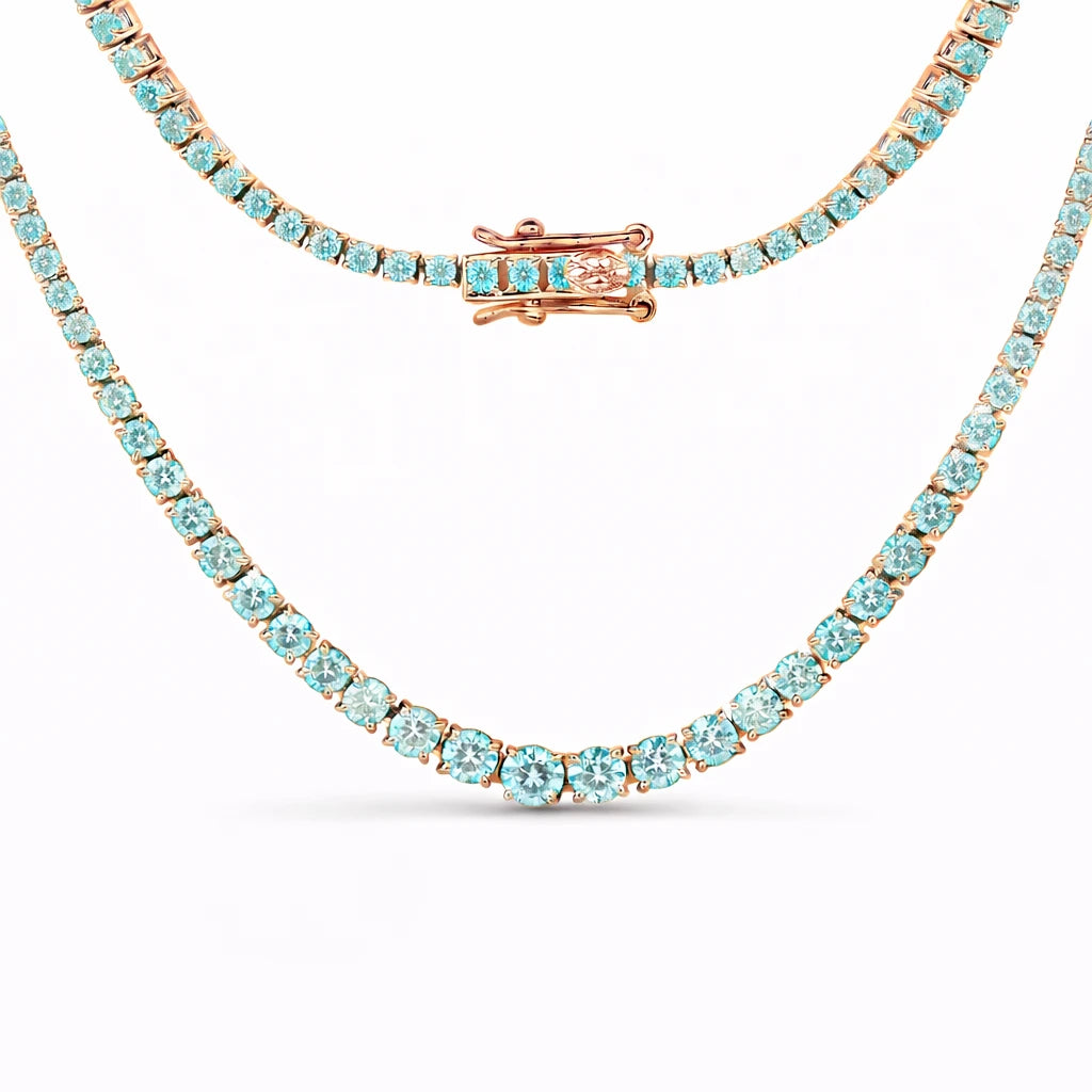 Round Cut Prong Set Graduated Tennis Necklace