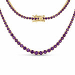 Round Cut Prong Set Graduated Tennis Necklace