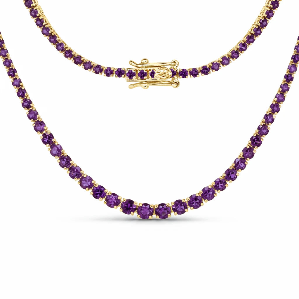 Round Cut Prong Set Graduated Tennis Necklace