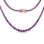 Round Cut Prong Set Graduated Tennis Necklace