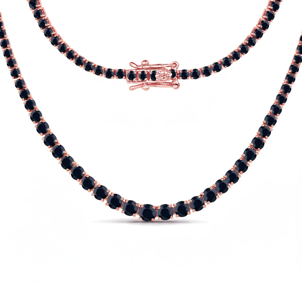 Round Cut Prong Set Graduated Tennis Necklace