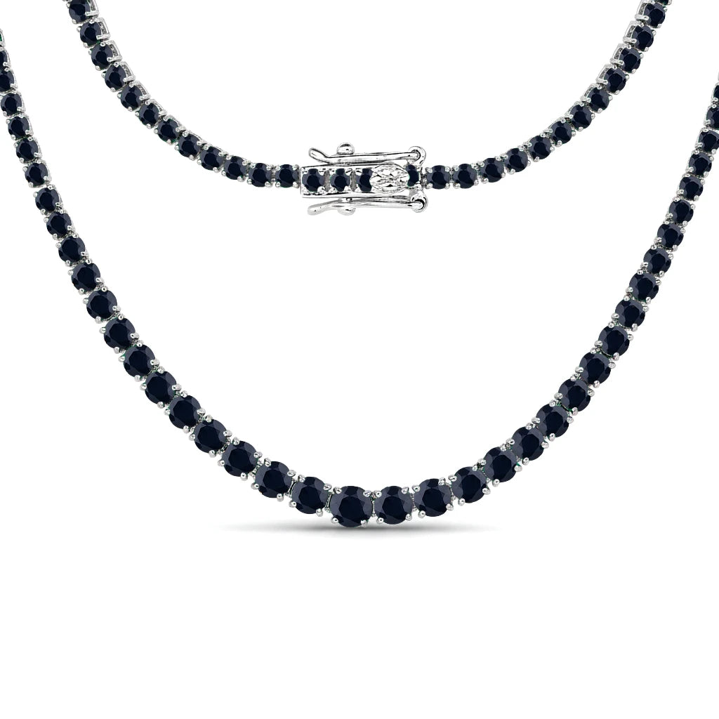 Round Cut Prong Set Graduated Tennis Necklace