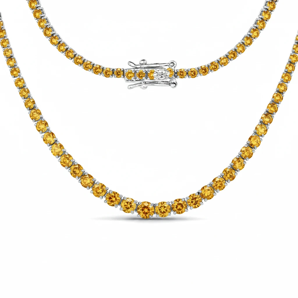 Round Cut Prong Set Graduated Tennis Necklace