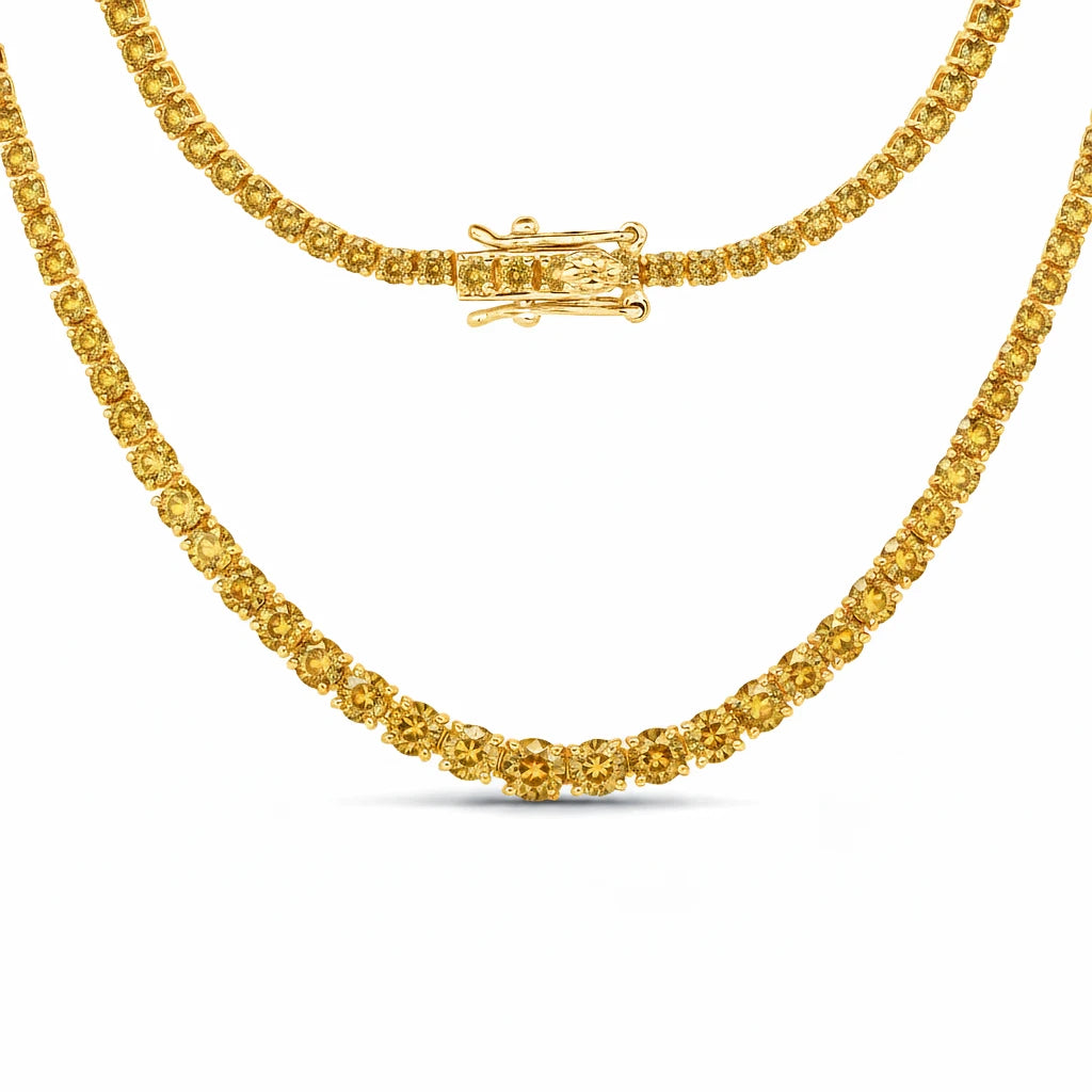 Round Cut Prong Set Graduated Tennis Necklace