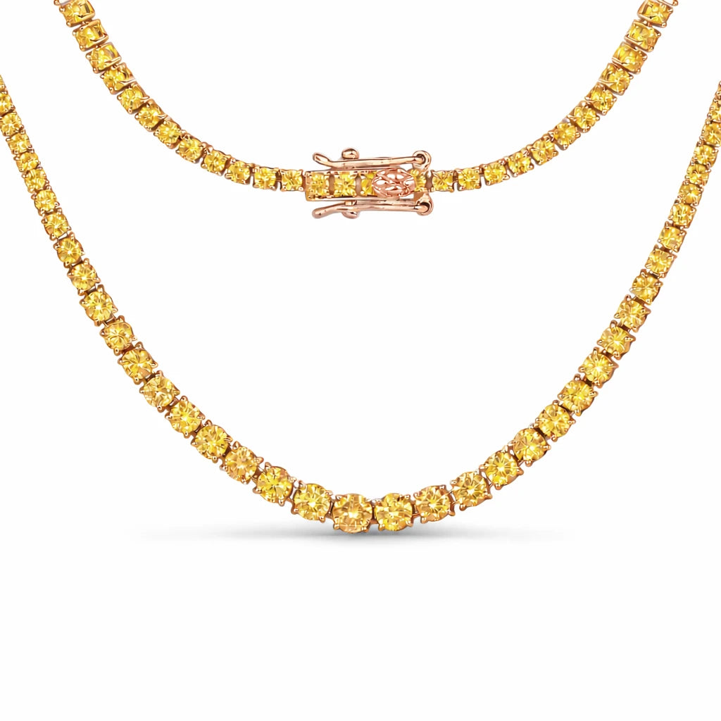 Round Cut Prong Set Graduated Tennis Necklace