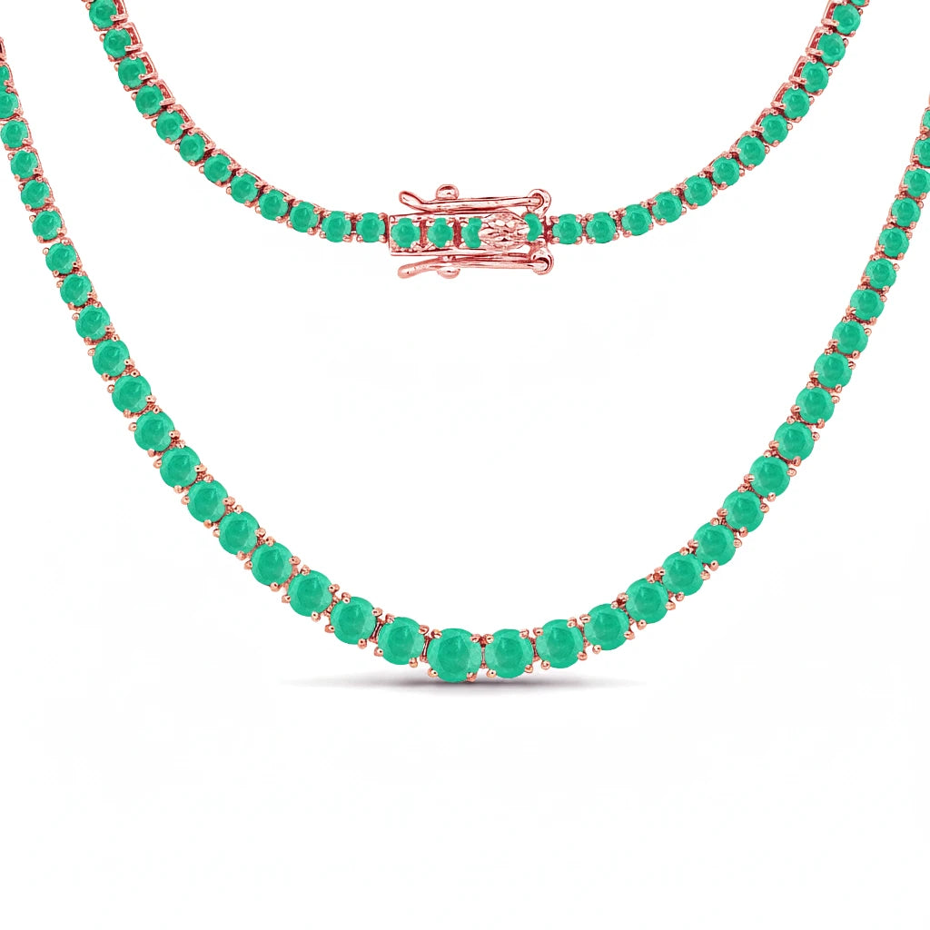 Round Cut Prong Set Graduated Tennis Necklace