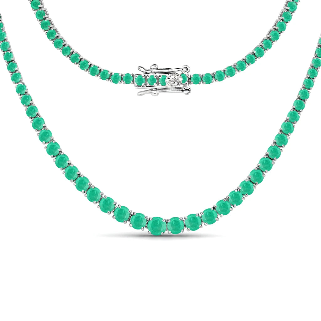 Round Cut Prong Set Graduated Tennis Necklace