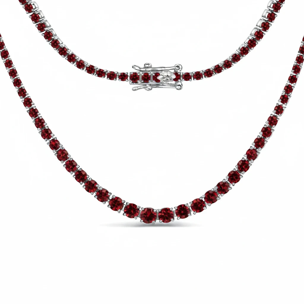 Round Cut Prong Set Graduated Tennis Necklace