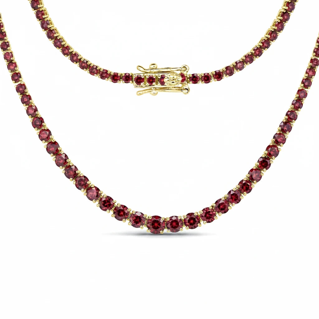 Round Cut Prong Set Graduated Tennis Necklace
