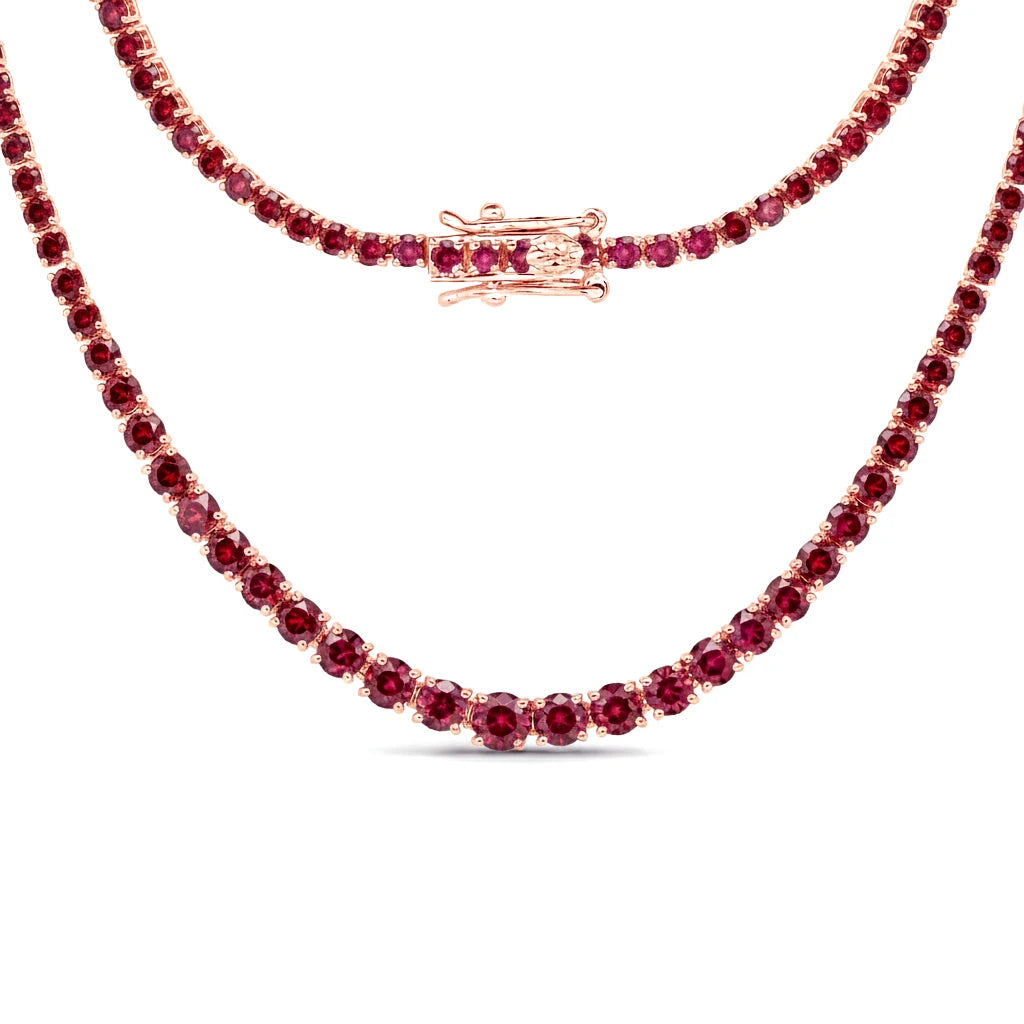 Round Cut Prong Set Graduated Tennis Necklace