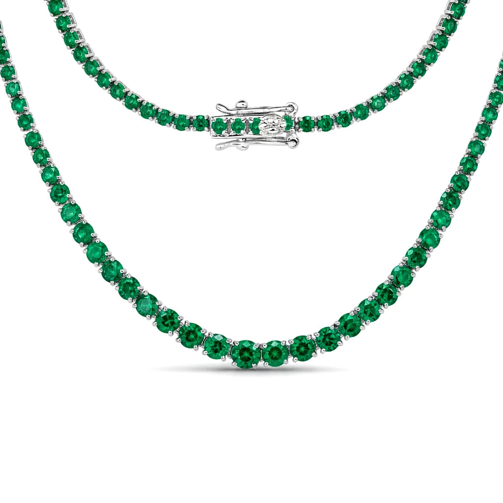 Round Cut Prong Set Graduated Tennis Necklace