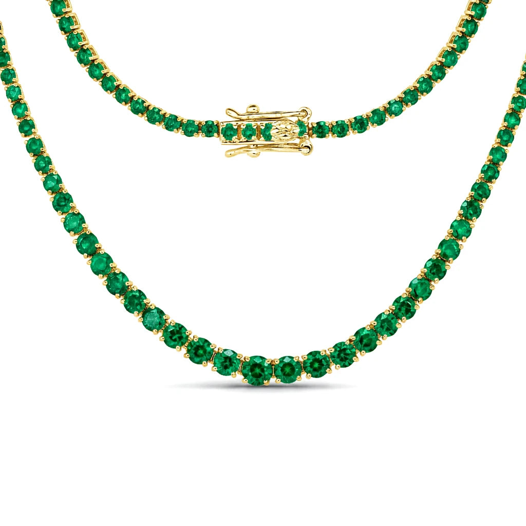 Round Cut Prong Set Graduated Tennis Necklace