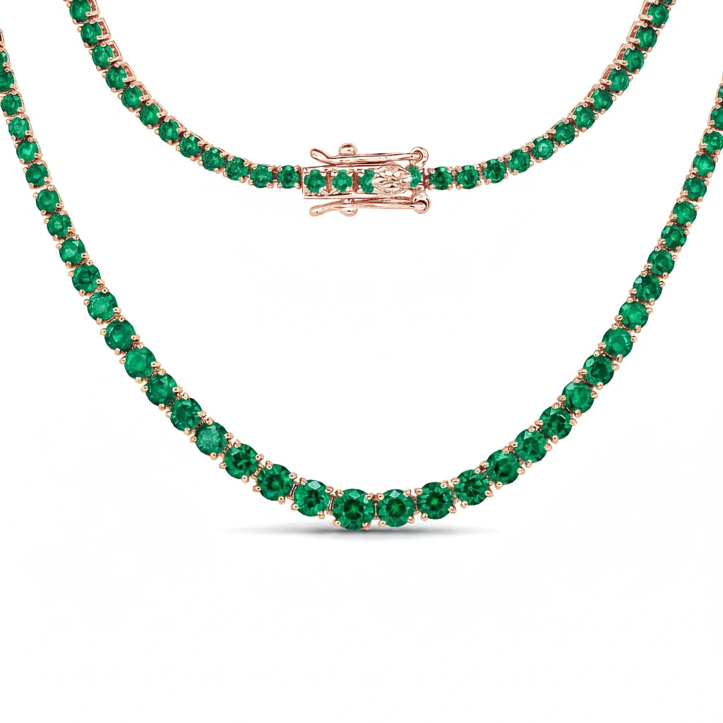 Round Cut Prong Set Graduated Tennis Necklace