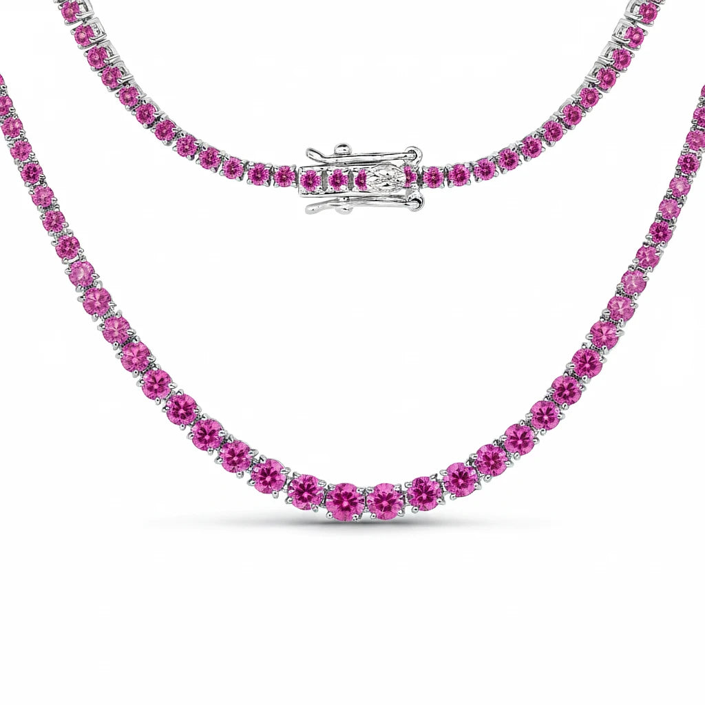 Round Cut Prong Set Graduated Tennis Necklace