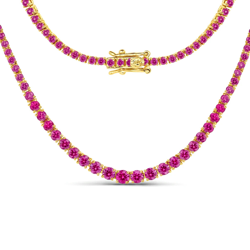 Round Cut Prong Set Graduated Tennis Necklace