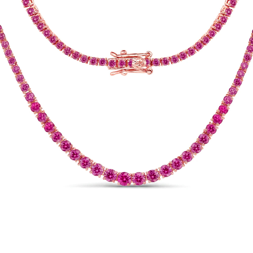 Round Cut Prong Set Graduated Tennis Necklace