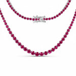 Round Cut Prong Set Graduated Tennis Necklace