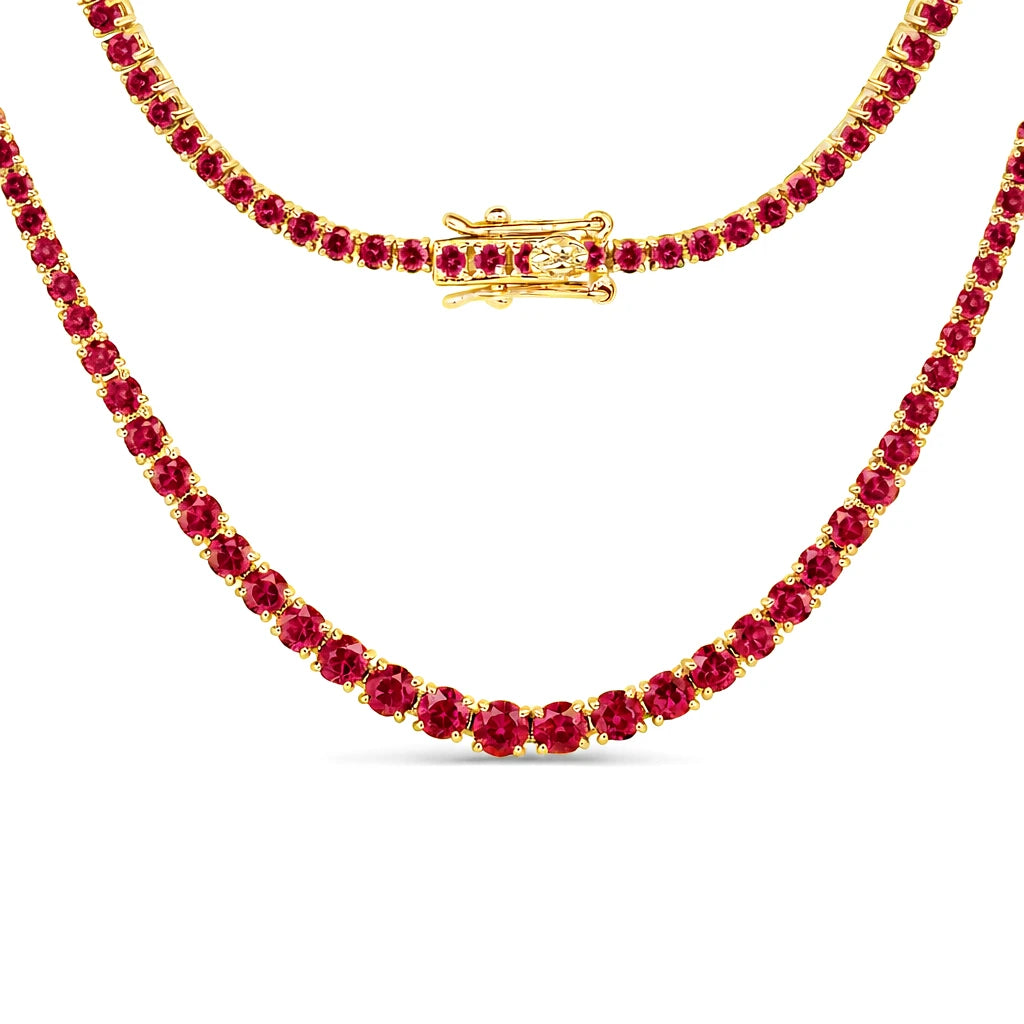 Round Cut Prong Set Graduated Tennis Necklace