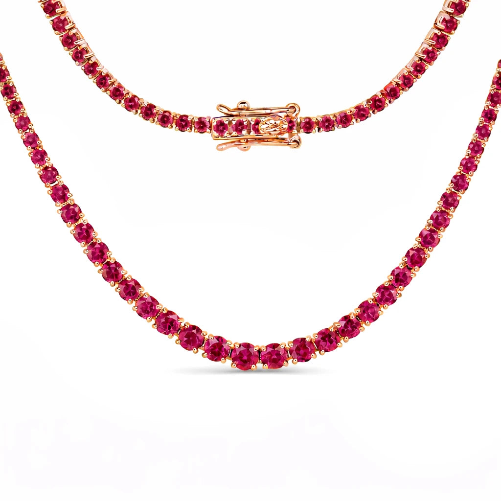 Round Cut Prong Set Graduated Tennis Necklace
