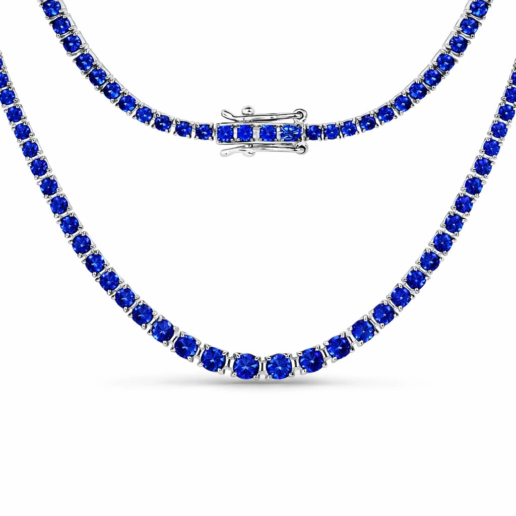 Round Cut Prong Set Graduated Tennis Necklace