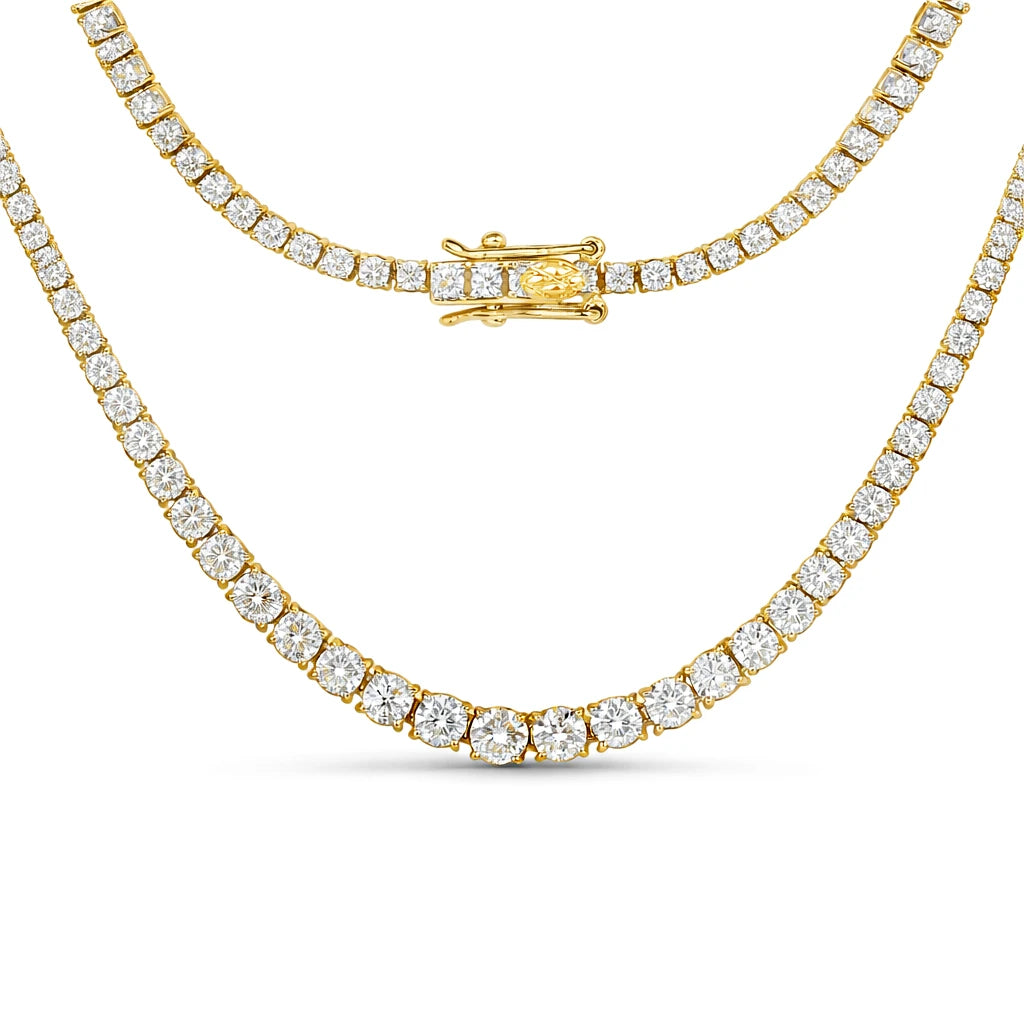 Round Cut Prong Set Graduated Tennis Necklace