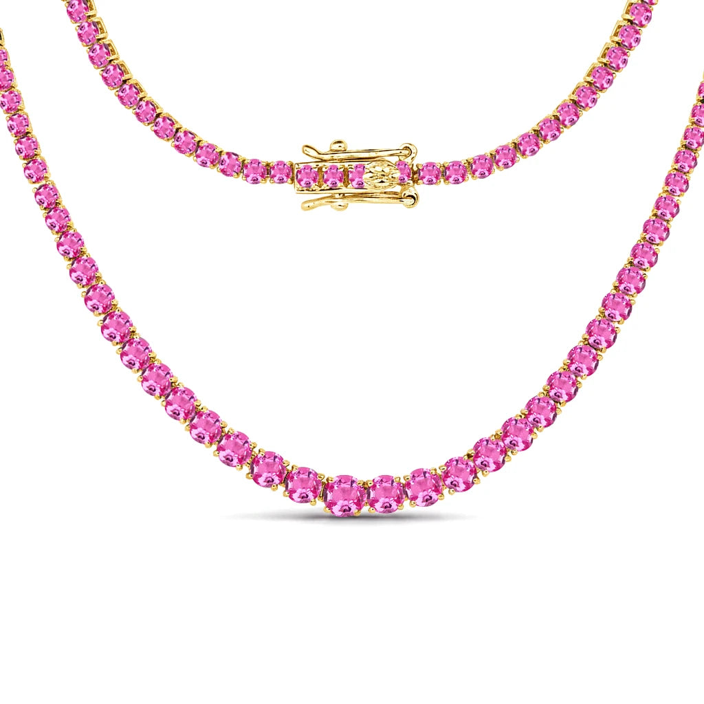 Round Cut Prong Set Graduated Tennis Necklace