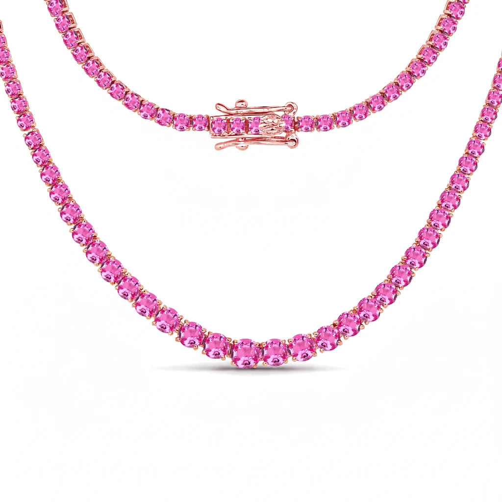 Round Cut Prong Set Graduated Tennis Necklace