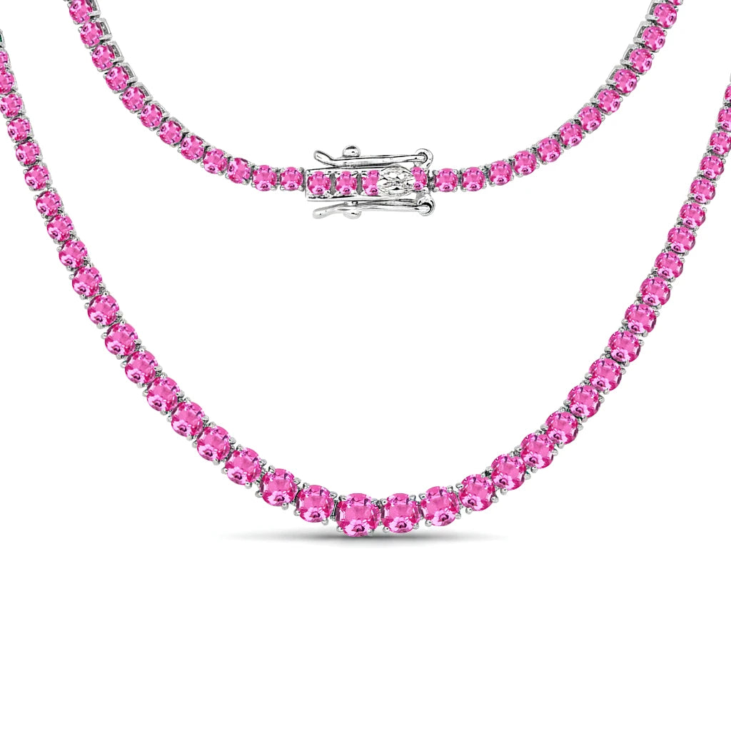Round Cut Prong Set Graduated Tennis Necklace