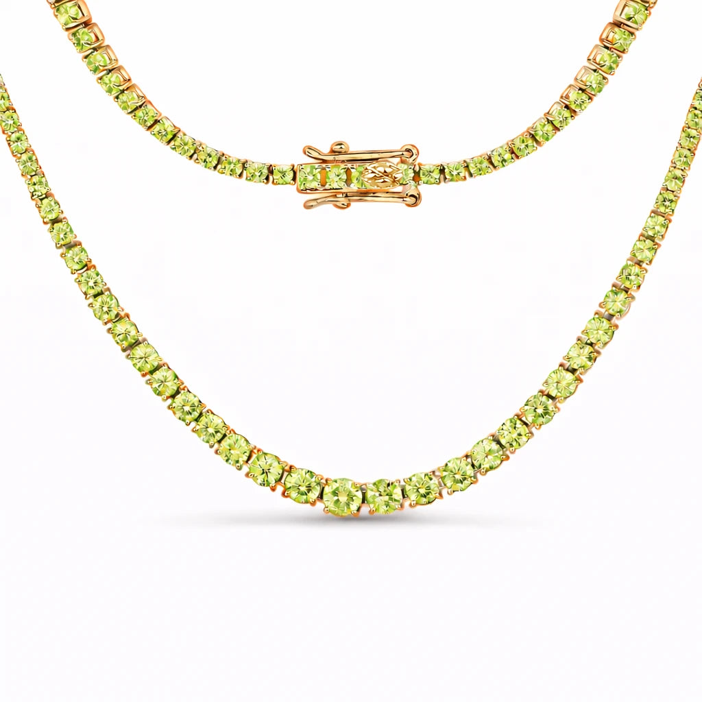 Round Cut Prong Set Graduated Tennis Necklace