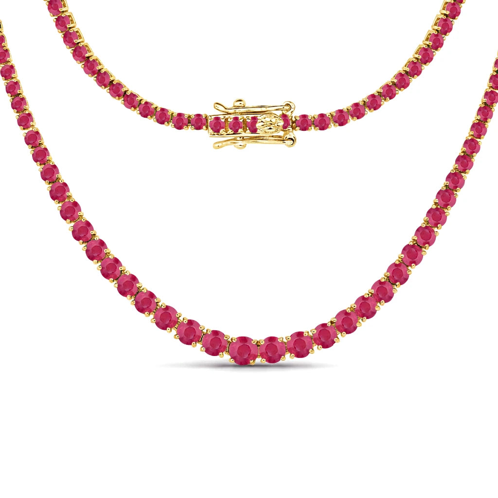 Round Cut Prong Set Graduated Tennis Necklace