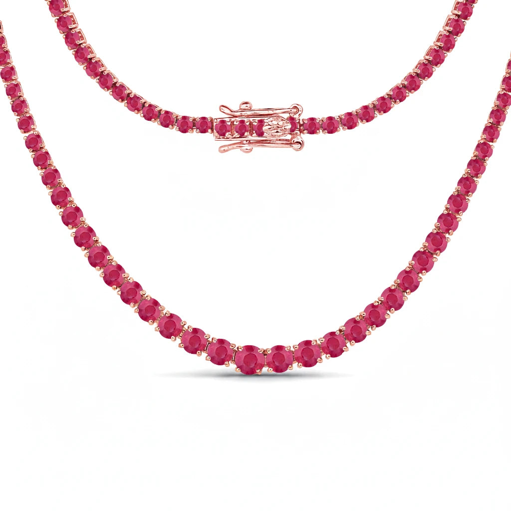Round Cut Prong Set Graduated Tennis Necklace