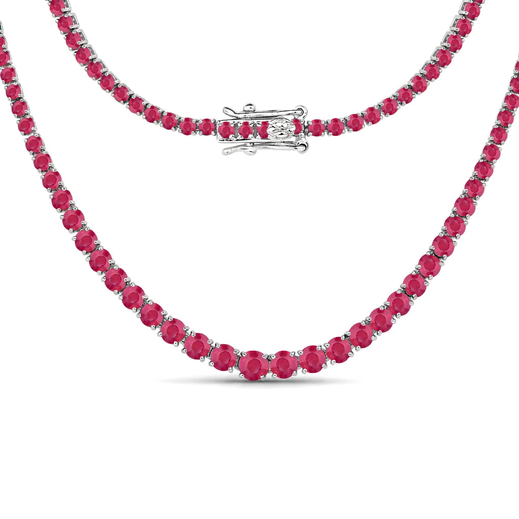 Round Cut Prong Set Graduated Tennis Necklace