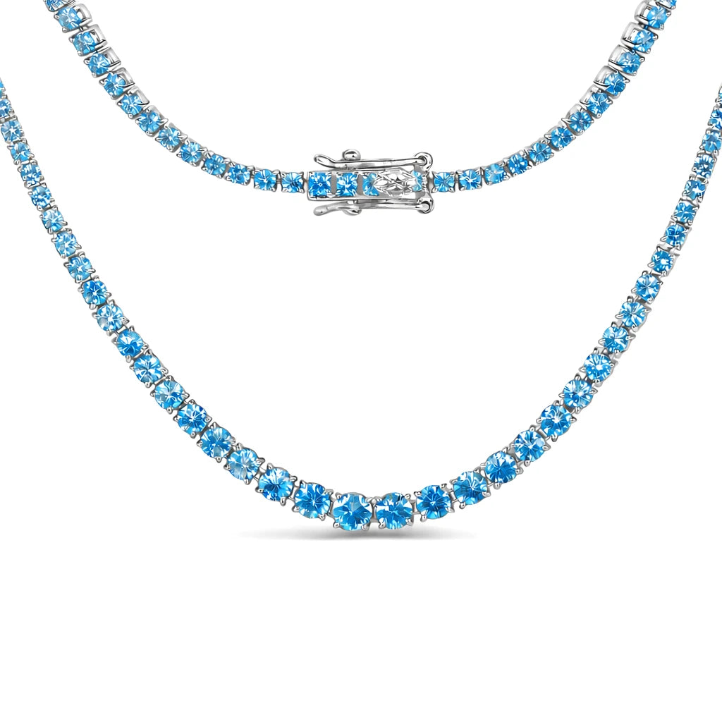 Round Cut Prong Set Graduated Tennis Necklace