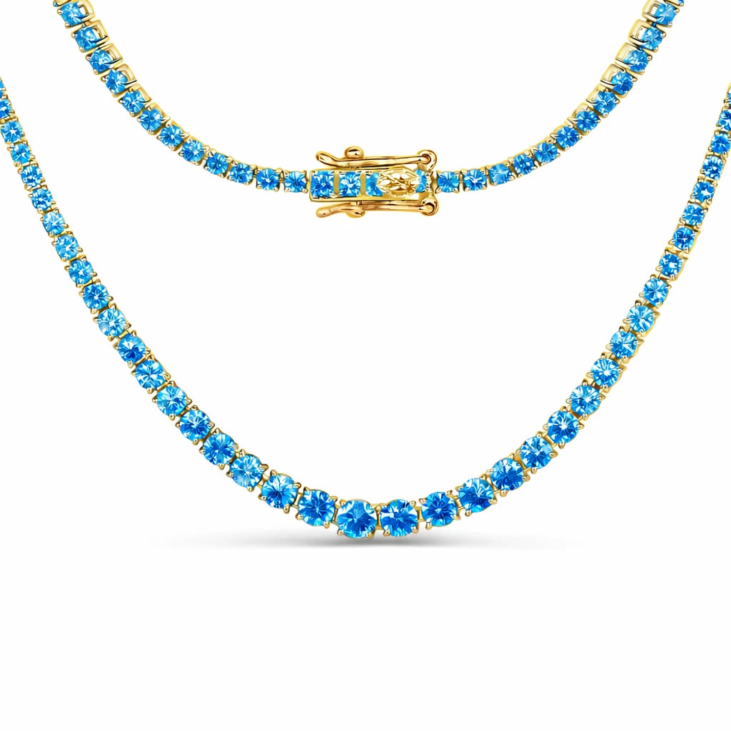Round Cut Prong Set Graduated Tennis Necklace
