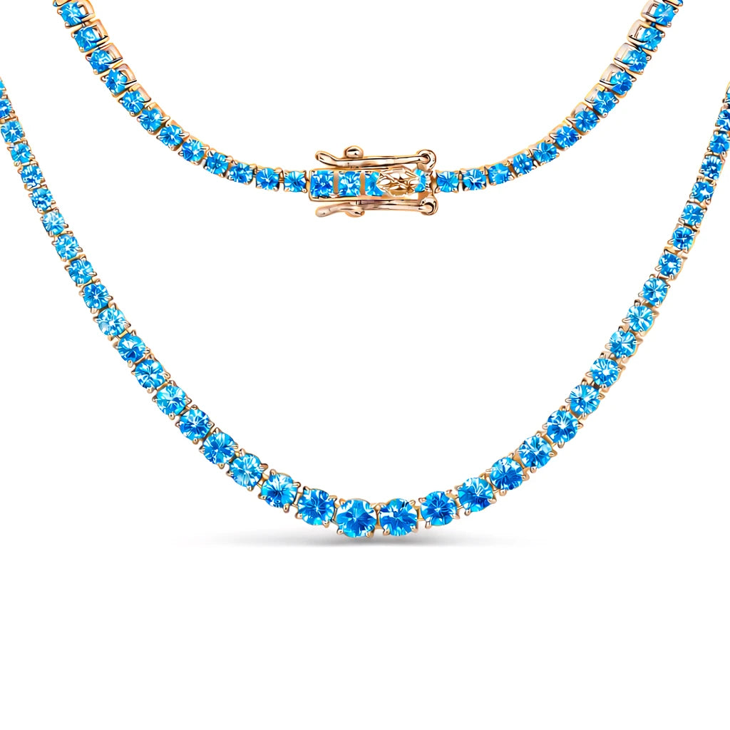 Round Cut Prong Set Graduated Tennis Necklace